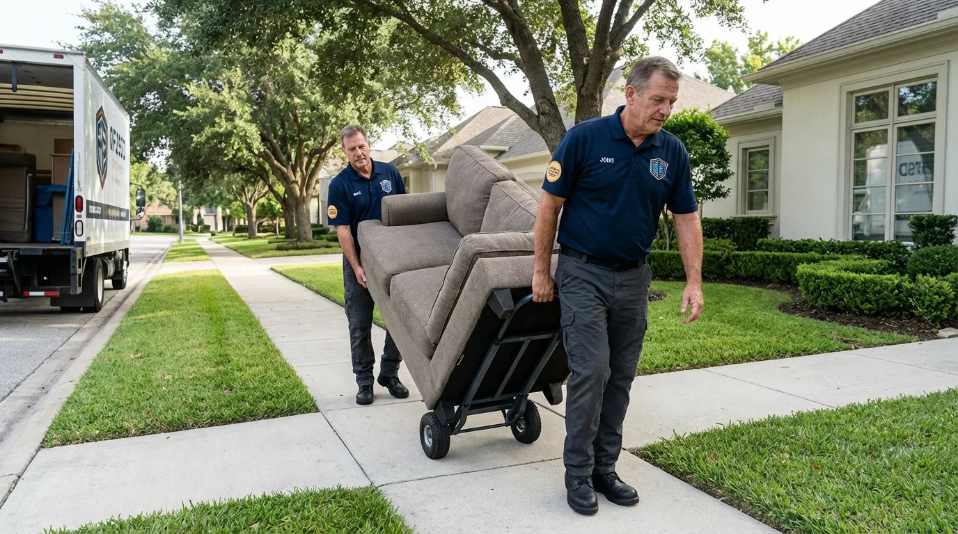 Local residential moving crew loading furniture in Kimberling City, MO